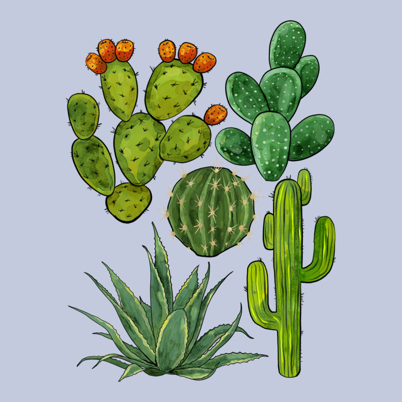 Watercolor Cactus Bundle Preview Long Sleeve Tee by BarkalooDesign | Teevron
