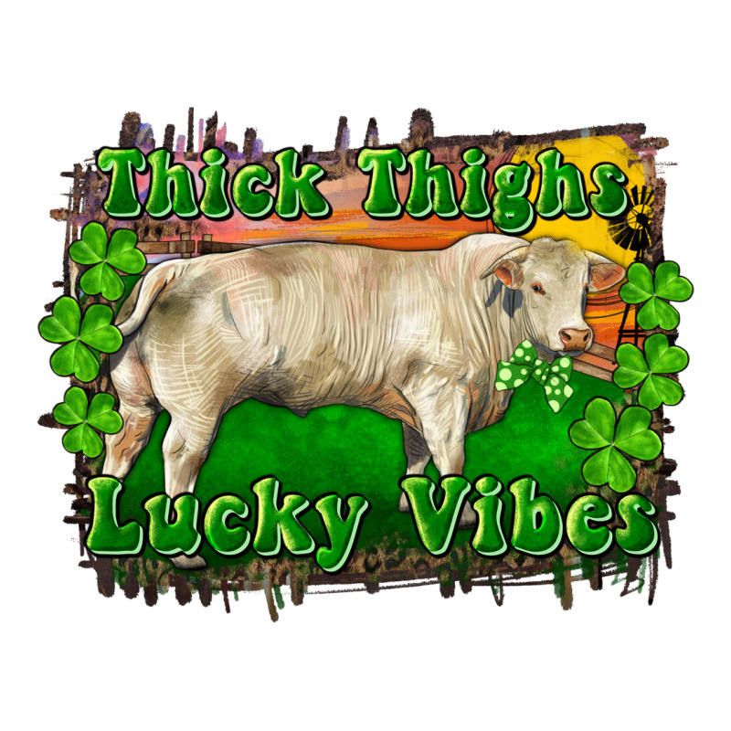 Thick Thighs Lucky Vibes Charolais Bull Premium Tee by RanaPortraitStore | Teevron