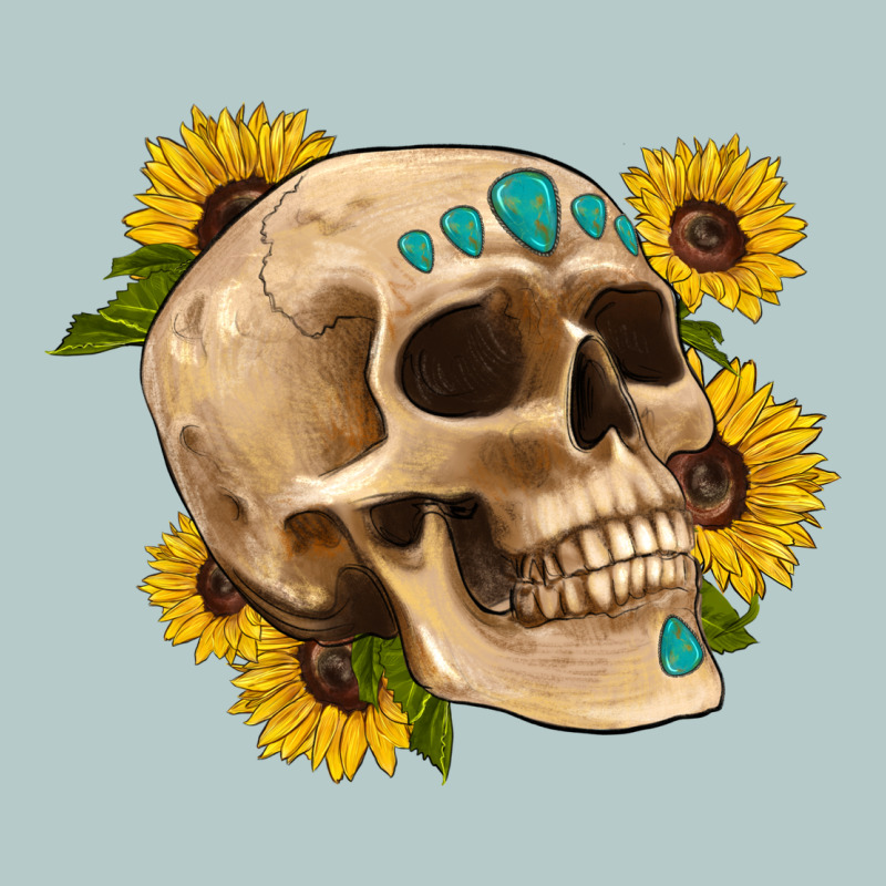 Skull Flowers And Gemstone Heavy Core Tee by Artiststas | Teevron