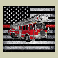 Thin Red Line American Flag Fire Truck Heavy Core Tee | Teevron