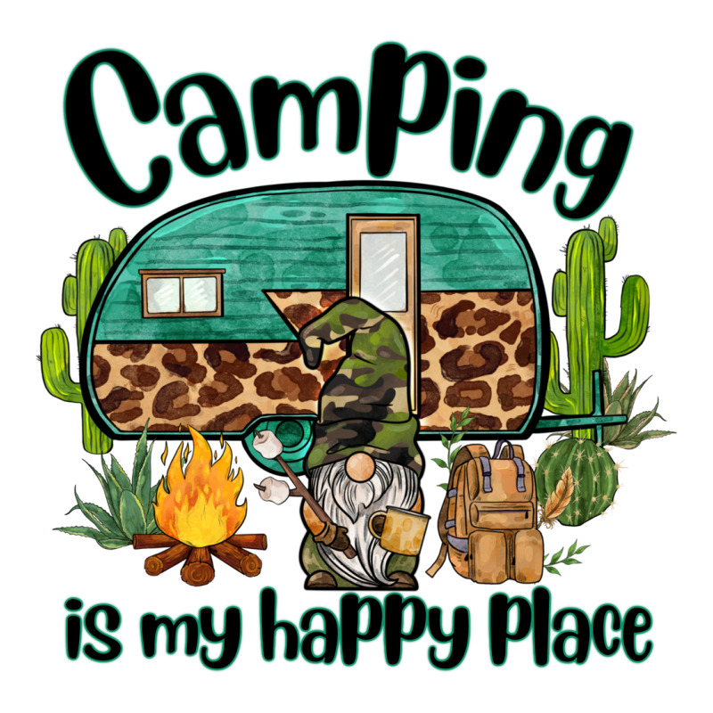 Camping Is My Happy Place Caravan And Gnome Premium Tee by BarkalooDesign | Teevron