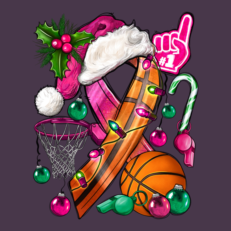 Pink Christmas Breast Cancer Ribbon Basketball Heavyweight Hoodie by BundleAndBundleShop | Teevron