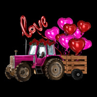 Valentine's Day Pink Tractor With Pin Heart Balloons Premium Tee | Teevron