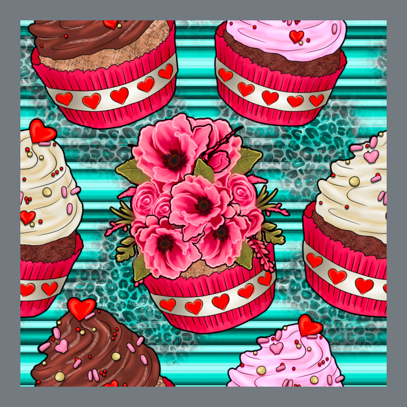 Valentines Day Flower Cupcakes And Serape Seamless Pattern Heavyweight Sweatshirt by BundleAndBundleShop | Teevron