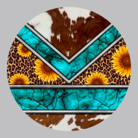 Turquoise Cowhide Leopard Sunflowers Round Long Sleeve Tee | Teevron