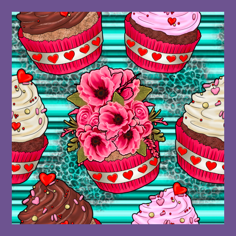Valentines Day Flower Cupcakes And Serape Seamless Pattern Vintage Tee by BundleAndBundleShop | Teevron