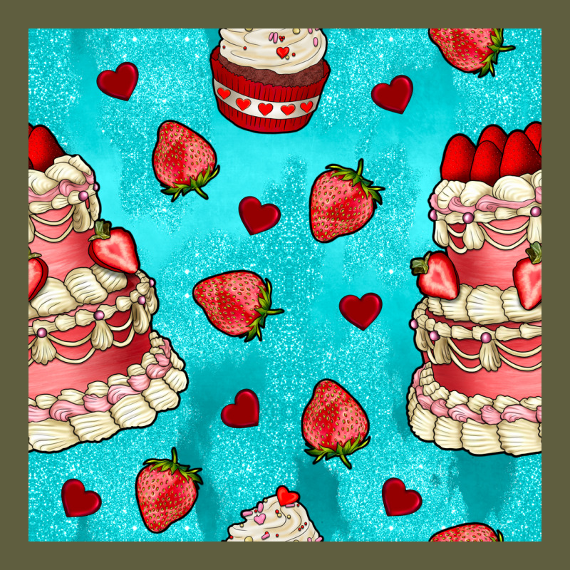 Valentines Day Cake And Strawberries Seamless Pattern Vintage Tee by BundleAndBundleShop | Teevron