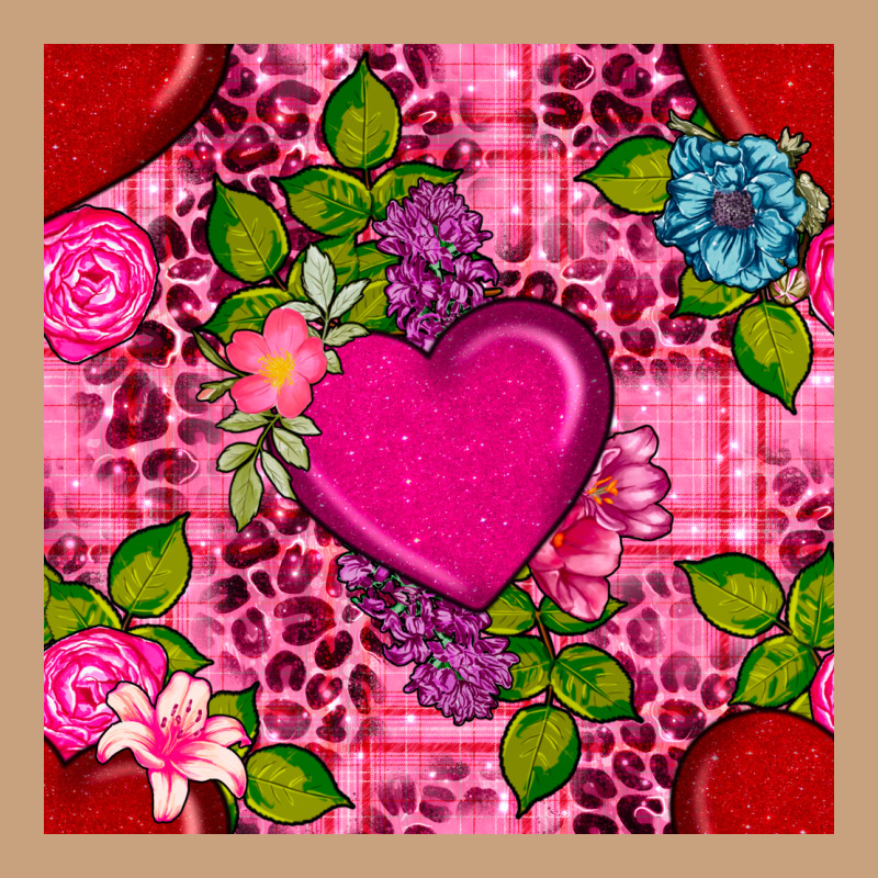 Valentines Day Flower Heart With Leopard Seamless Pattern Vintage Tee by BundleAndBundleShop | Teevron