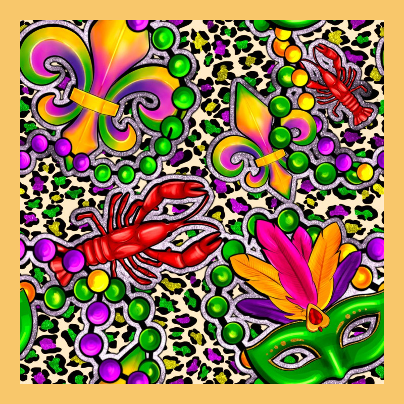 Mardi Gras Crawfish Leopard  Seamless Pattern Vintage Hoodie by FaDigitalArtStudio | Teevron