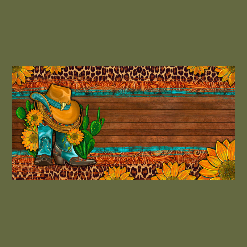 Custom Cowboy Boots Sunflowers And Cactus License Plate Long Sleeve Tee by Artiststas | Teevron