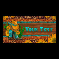 Preview Custom Cowboy Boots Sunflowers And Cactus License Plate Long Sleeve Tee | Teevron
