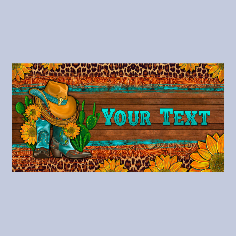 (preview)custom Cowboy Boots Sunflowers And Cactus License Plate Long Sleeve Tee by Artiststas | Teevron