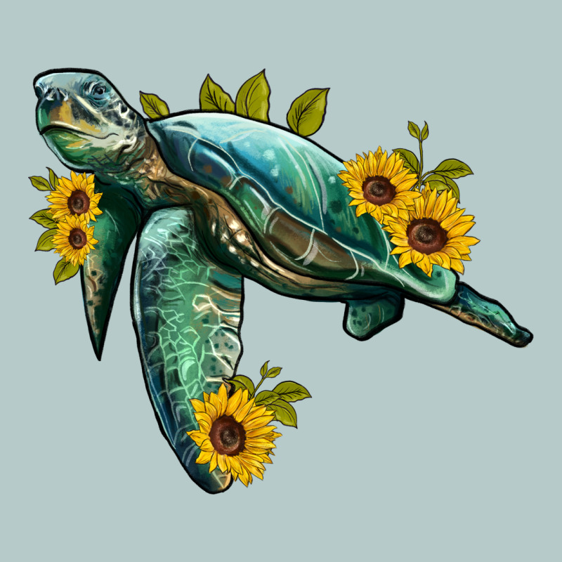 Sea Turtle With Sunflowers Heavy Core Tee by Artiststas | Teevron