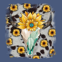 Cowhide Sunflower Gemstone Bull Skull Vintage Hoodie | Teevron