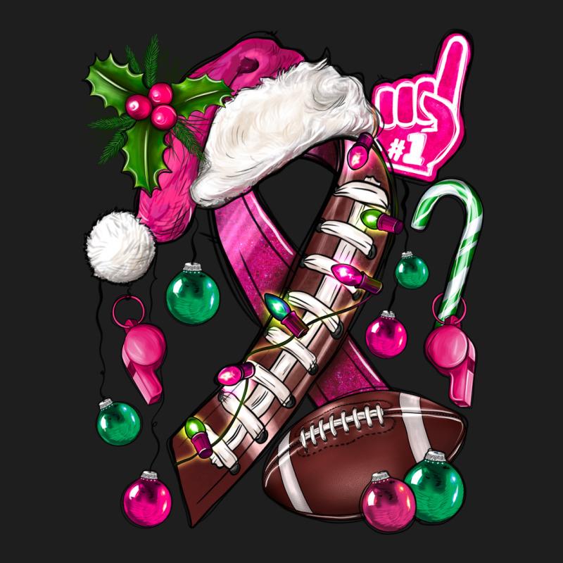 Pink Christmas Breast Cancer Ribbon Football Heavyweight Hoodie by BundleAndBundleShop | Teevron