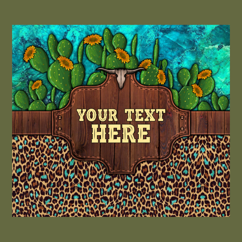 Preview Custom Cactus And Sunflowers Leopard Turquoise Long Sleeve Tee by Artiststas | Teevron
