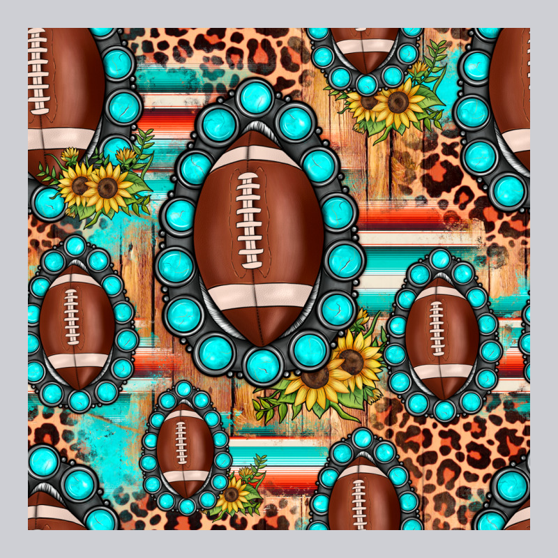 Football Leopard Turquoise Gemstone Sunflower Seamless Pattern Heavyweight Sweatshirt by JahusDesignShop | Teevron