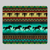 Turquoise Horse And Bullskull Aztec  Pattern Premium Tee | Teevron