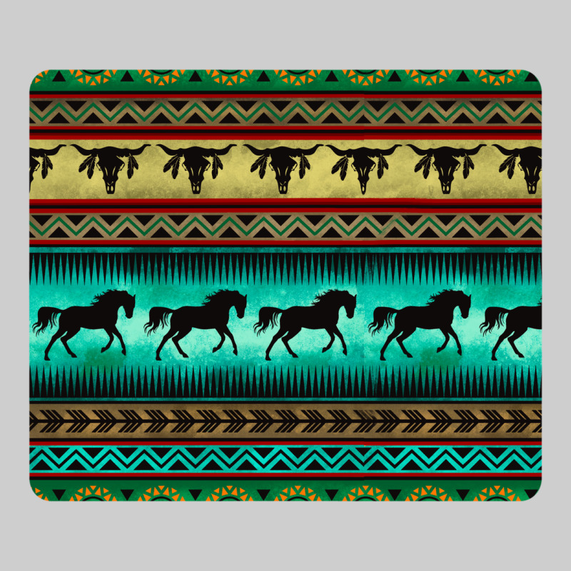 Turquoise Horse And Bullskull Aztec  Pattern Premium Tee by BarkalooDesign | Teevron