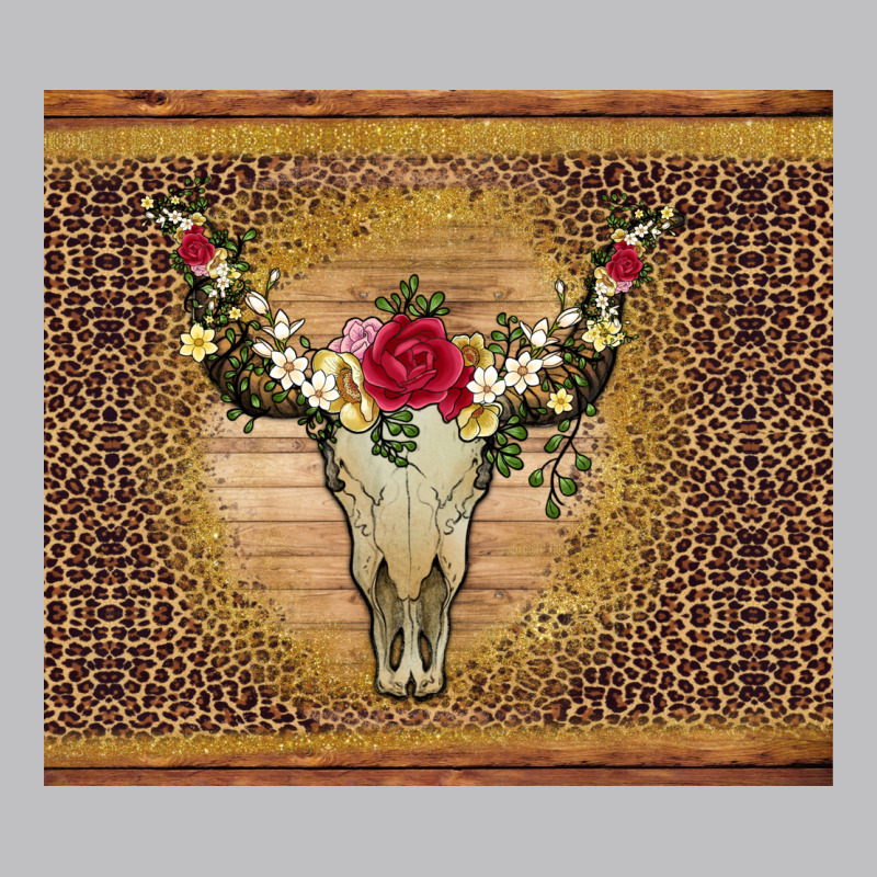 Bull Skull Flowers Glitter And Leopard Long Sleeve Tee by Artiststas | Teevron