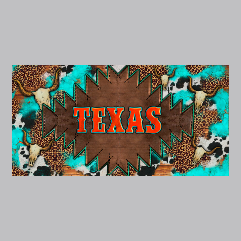 Western Texas And Bullskulls With Turquoise And Leopard Licanse Plate Long Sleeve Tee by Artiststas | Teevron
