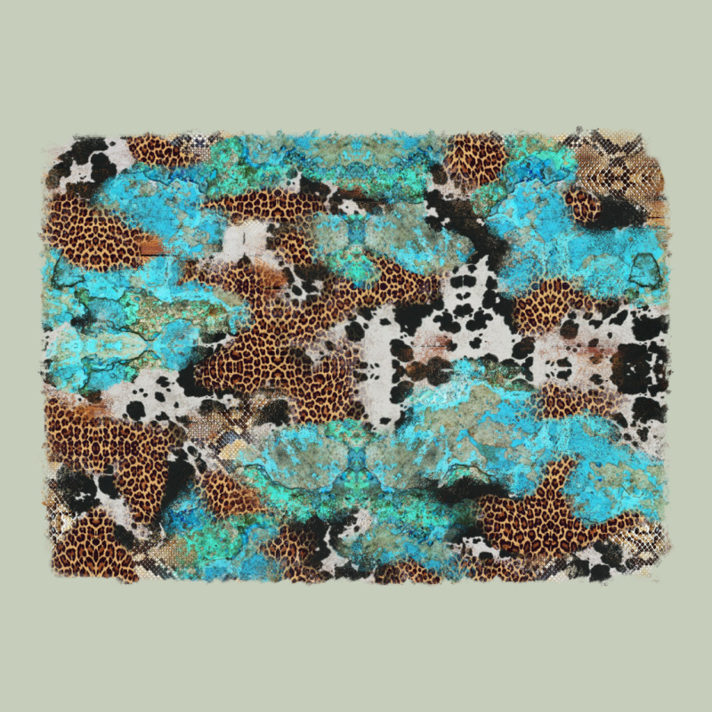 Western Cowhide And Leopard With Turquoise Background Long Sleeve Tee by Artiststas | Teevron