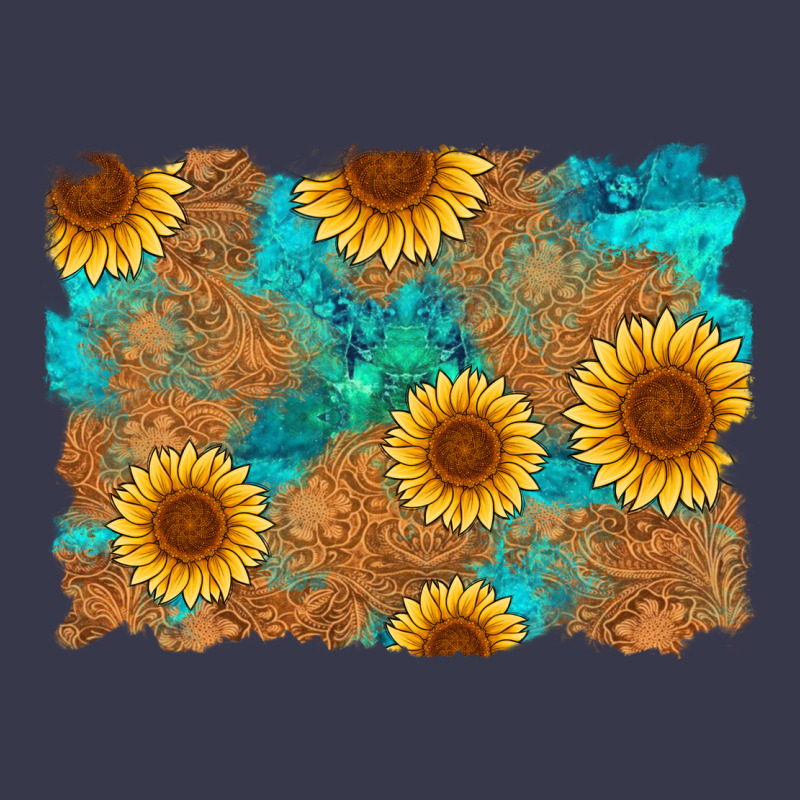 Sunflower Turquoise And  Leather Background Long Sleeve Tee by Artiststas | Teevron