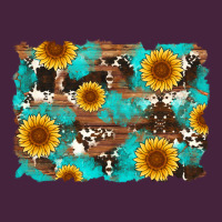 Sunflower And Cowhides With Wood And Turquoise Background Long Sleeve Tee | Teevron