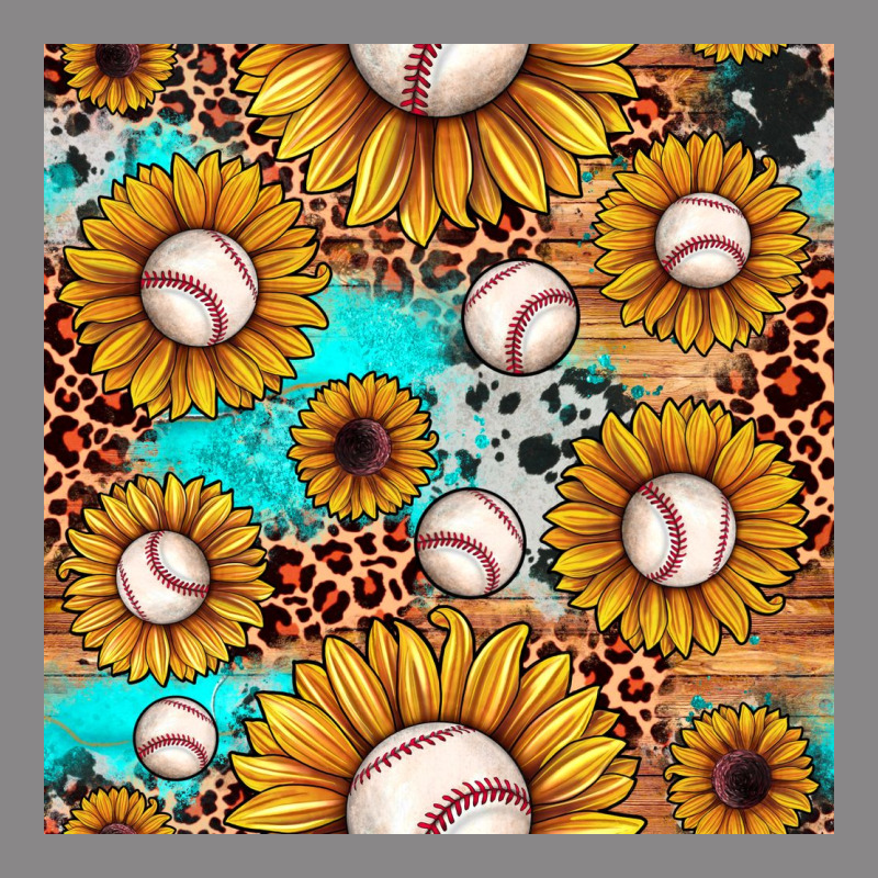 Baseball Leopard Turquoise Sunflower Seamless Pattern Vintage Tee by JahusDesignShop | Teevron