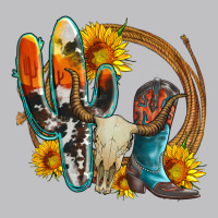 Western Cactus Bullskull And Boots With Sunflowers And Serape Leopard Long Sleeve Tee | Teevron