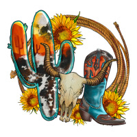 western cactus bullskull and boots with sunflowers and serape leopard | Teevron