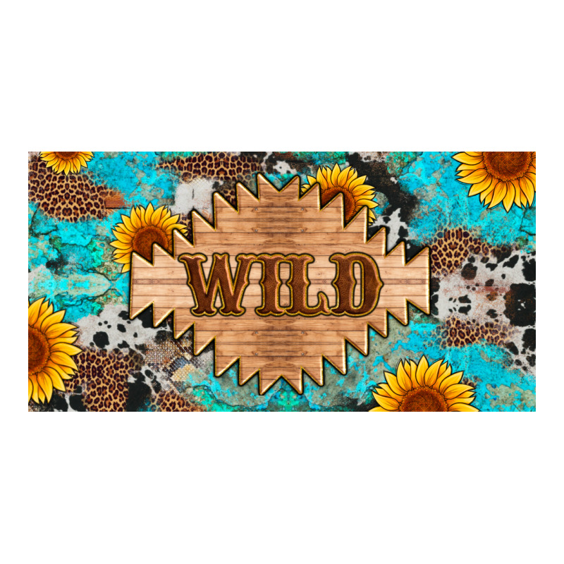 Western Wild And Sunflower Leopard Turquoise Cowhide Licanse Plate Long Sleeve Tee by Artiststas | Teevron