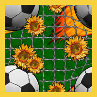 Soccer Balls And Sunflowers With Goal Nets Seamless Pattern Premium Sweatshirt | Teevron