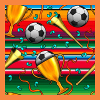 Soccer Winner Cup And Vuvuzela With Serape Seamless Pattern Premium Sweatshirt | Teevron