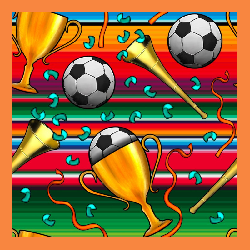 Soccer Winner Cup And Vuvuzela With Serape Seamless Pattern Premium Sweatshirt by BundleAndBundleShop | Teevron