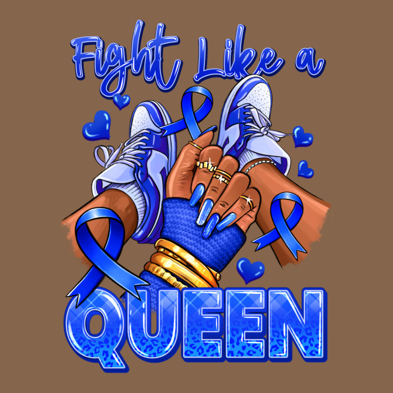 Fight Like A Queen Navy Blue Colon Cancer Afro Gir Premium Tee by RanaPortraitStore | Teevron