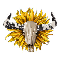 cowhide bull skull and sunflower | Teevron