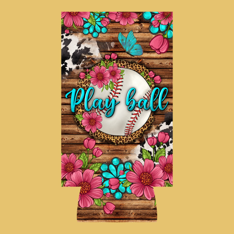 Play Ball Baseball With Pink Flowers 12 Oz Slim Can Cooler Premium Sweatshirt by BundleAndBundleShop | Teevron