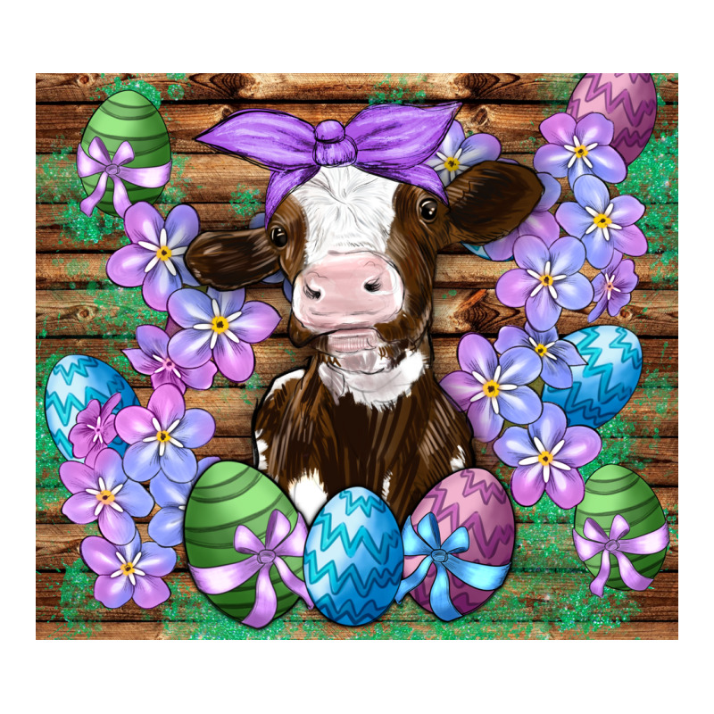 Easter Cow Eggs Flowers Daisys Long Sleeve Tee by Artiststas | Teevron