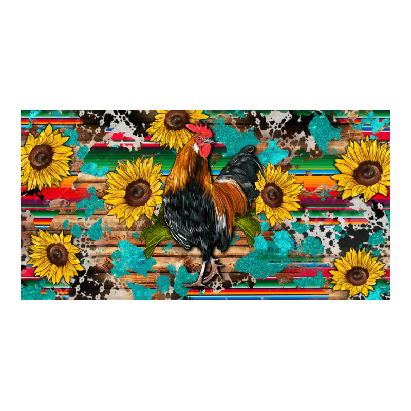 Western Coop Animals Rooster Sunflowers Cowhide Wooden Serape Glitter Long Sleeve Tee by Artiststas | Teevron
