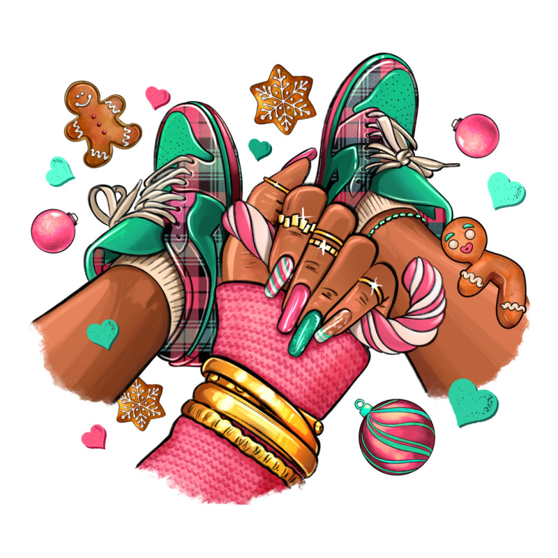 Pink Christmas Black Girl Sneakers Premium Tee by RanaPortraitStore | Teevron
