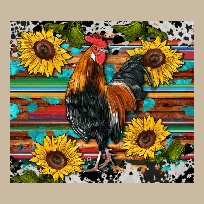 Western Coop Animals Rooster Sunflowers Cowhide Wooden Serape Glitter Long Sleeve Tee by Artiststas | Teevron