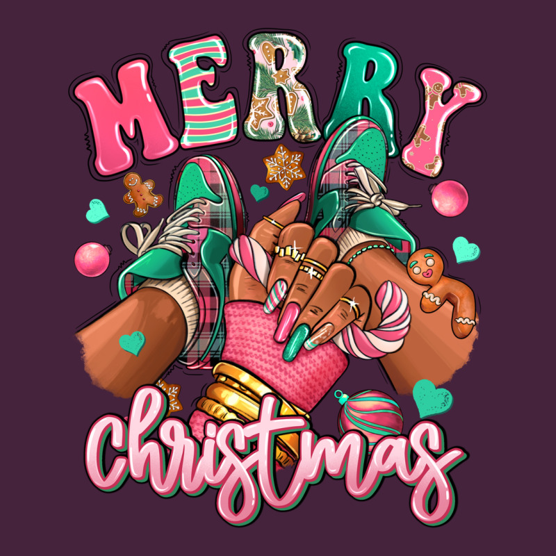 Pink Merry Christmas Black Girl Sneakers Premium Tee by RanaPortraitStore | Teevron