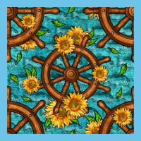 Lake Boat Rudder And Sunflowers Seamless Pattern Premium Sweatshirt | Teevron