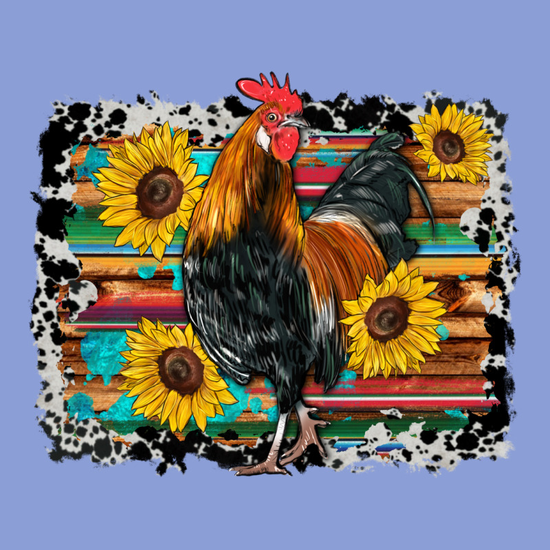 Western Rooster Coop Animals Sunflowers Cowhide Serape Wooden Long Sleeve Tee by Artiststas | Teevron