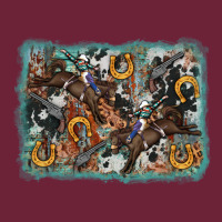 Bucking Bronco Rodeo Revolver Western Background Long Sleeve Tee | Teevron