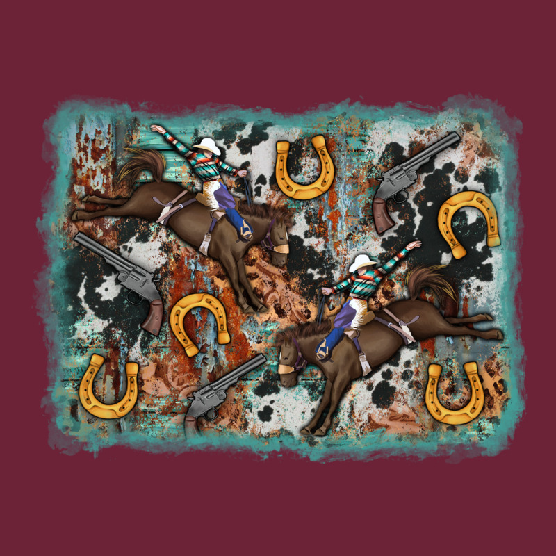 Bucking Bronco Rodeo Revolver Western Background Long Sleeve Tee by AdoDesignShop | Teevron