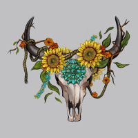 Boho Bullskull With Sunflower And Gemstone Long Sleeve Tee | Teevron