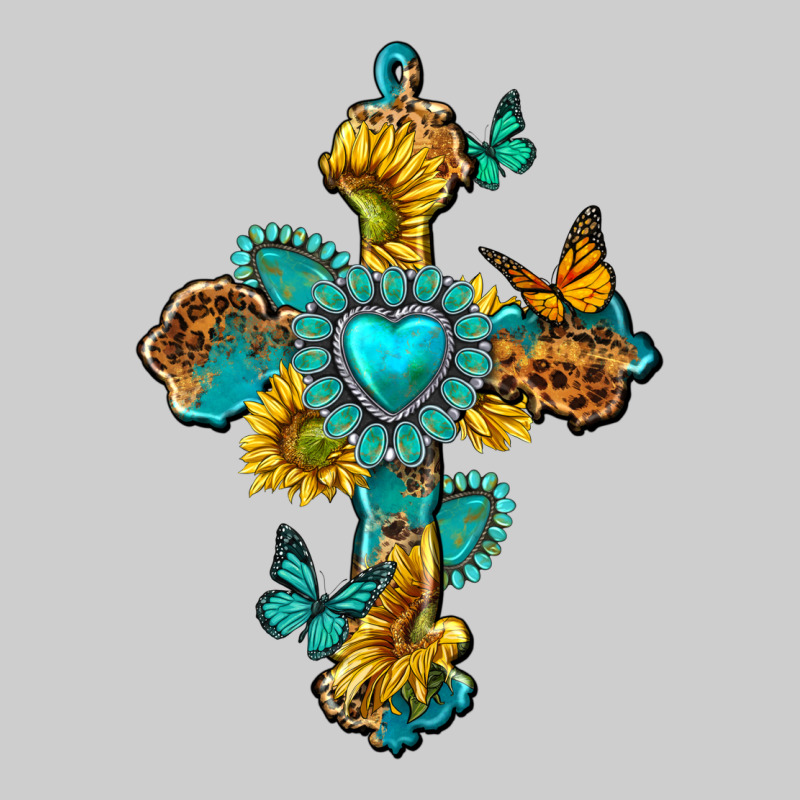 Western Cross With Gemstone And Sunflowers Premium Tee by texasbilliewilder | Teevron
