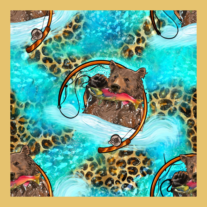 Mama Bear Hunting Fish With Leopard Seamless Pattern Premium Sweatshirt by BundleAndBundleShop | Teevron
